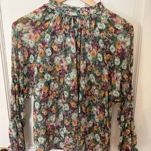 Zara Sheer Floral High Neck Blouse